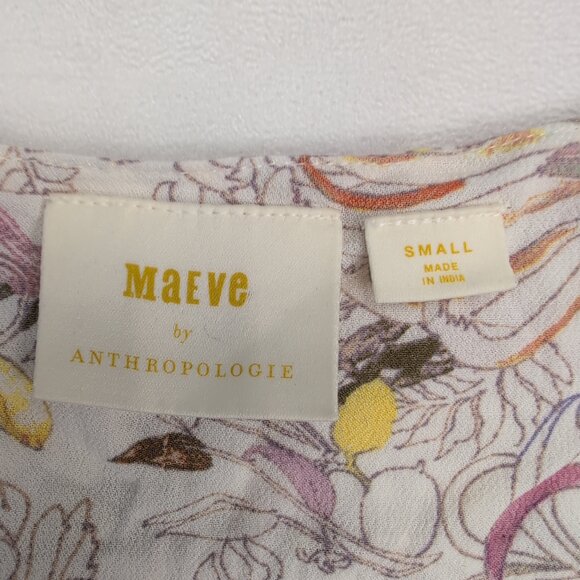 Maeve Floral Tie-Sleeve Blouse Size S  Lightweight Spring Top - Picture 4 of 12